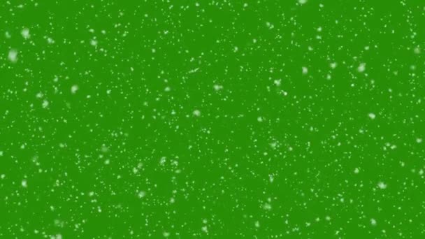 Nieve realista cayendo en la pantalla verde. Fondo creativo de invierno — Vídeos de Stock