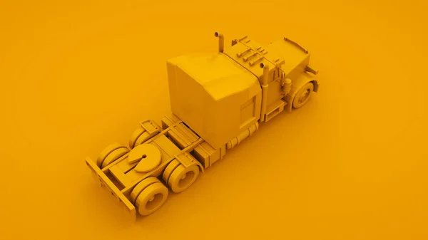 Camión amarillo americano. Concepto de idea mínima. ilustración 3d — Foto de Stock