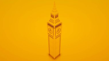 Big Ben Izole sarı arka plan üzerinde izole. 3d illüstrasyon