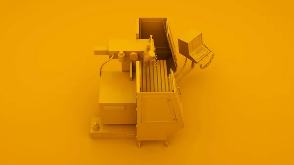 Фрезерный станок изолирован на желтом фоне. 3d иллюстрация — стоковое фото