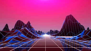 Retro Fütürizm Arka Plan 1980'lerin tarzı. 3d illüstrasyon