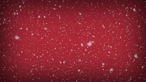 Realistic snowfall on abstract red background. 3d illustration — Stock Photo, Image