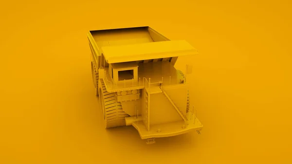 Yellow Mining Truck isolado no fundo amarelo. ilustração 3d — Fotografia de Stock