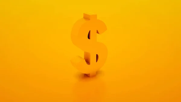 Символ долара ізольовано на жовтому тлі. 3d ілюстрація — стокове фото
