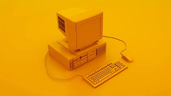 Vintage Computer Keyboard and Mouse. 3D ilustrace — Stock fotografie