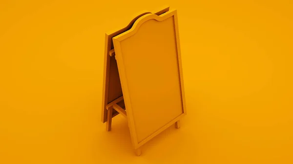 Leeg menu Blackboard outdoor geïsoleerd op oranje kleur achtergrond. 3D-illustratie — Stockfoto