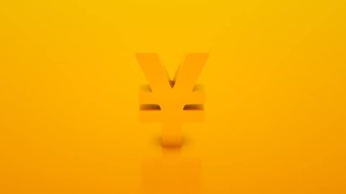 Yen sembolü, sarı renk arka plan üzerinde Japon yeni işareti. 3d illüstrasyon