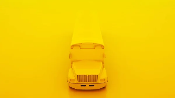 Autobús escolar amarillo aislado sobre fondo amarillo. ilustración 3d —  Fotos de Stock