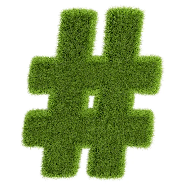 Gras Brief Hashtag auf weißem Hintergrund - 3D-Illustration — Stockfoto