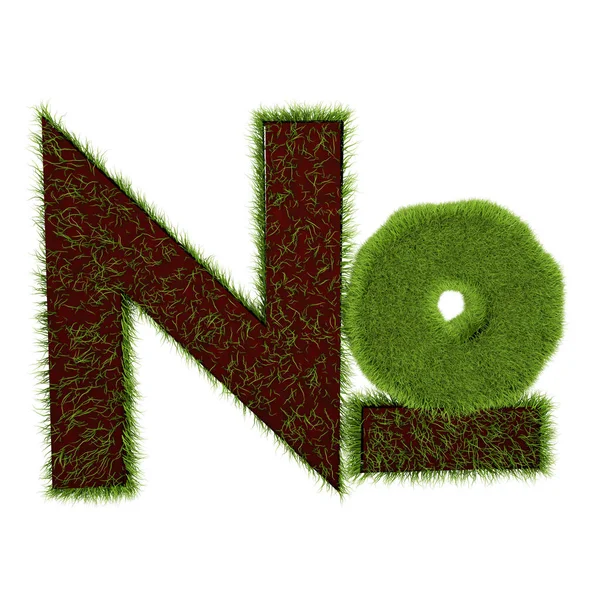 Číselná značka ze zelené trávy izolované na bílém pozadí - 3D znázornění symbolů — Stock fotografie