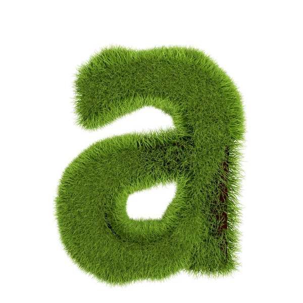 Grünes Gras Buchstabe a isoliert auf weißem Hintergrund. Schrift für Ihr Design. 3D-Illustration — Stockfoto