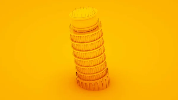 Torre inclinada de pisa isolada sobre fundo amarelo. Ilustração 3d — Fotografia de Stock