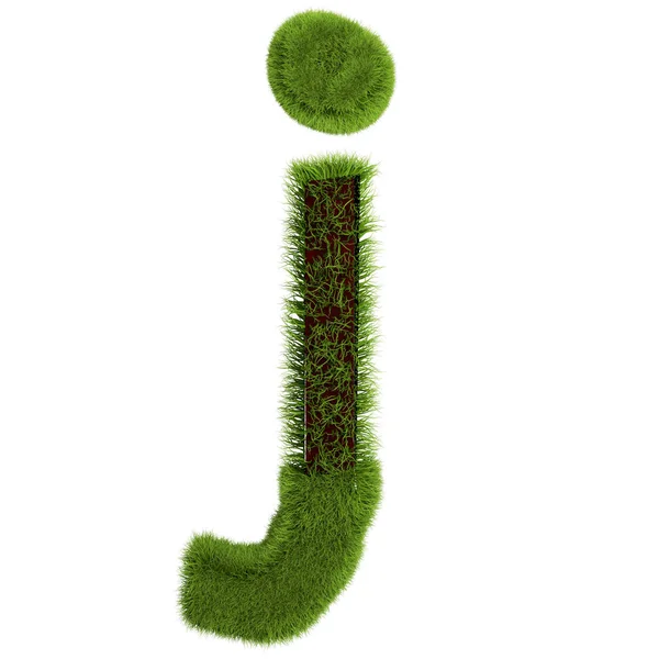 Zielona trawa List J izolowany na białym tle. Czcionka For Your Design. 3d Ilustracja — Zdjęcie stockowe