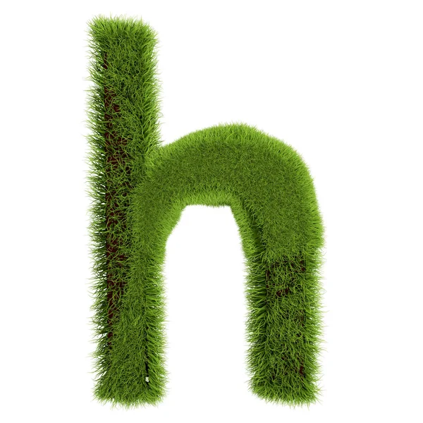 绿草字母H隔离在白色背景上。 字体为您的设计。 3d说明 — 图库照片