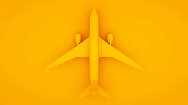 Avião, isolado em fundo amarelo. Ilustração 3d — Fotografia de Stock