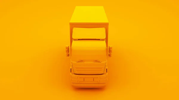 Желтый грузовик изолирован на желтом фоне. 3-е место — стоковое фото