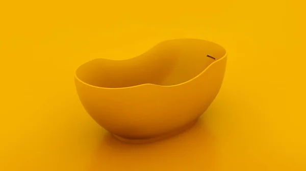 Banheira moderna isolada em fundo amarelo. ilustração 3d — Fotografia de Stock