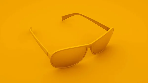 Yellow Sunglasses Isolated Summer Concept Illustration — Stock Photo, Image