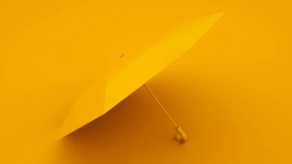 Paraguas amarillo sobre fondo amarillo. Concepto de verano. ilustración 3d —  Fotos de Stock