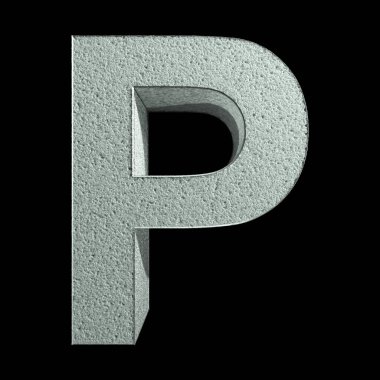 P harfi kardan yapılmış. Kar yazı tipi. 3d oluşturma