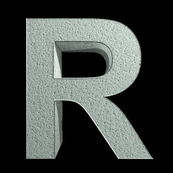Bokstaven R gjord av snö. Snö typsnitt. 3d-konvertering — Stockfoto