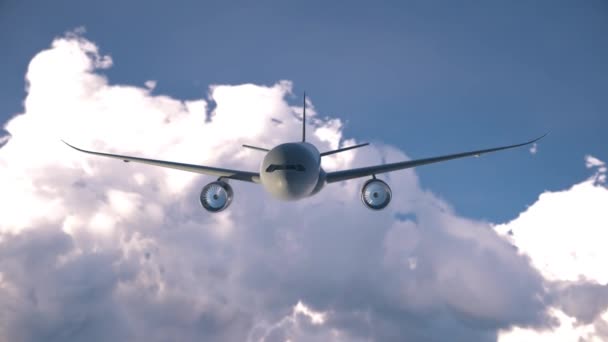 Avión volando sobre las nubes, avión de pasajeros en vuelo — Vídeos de Stock