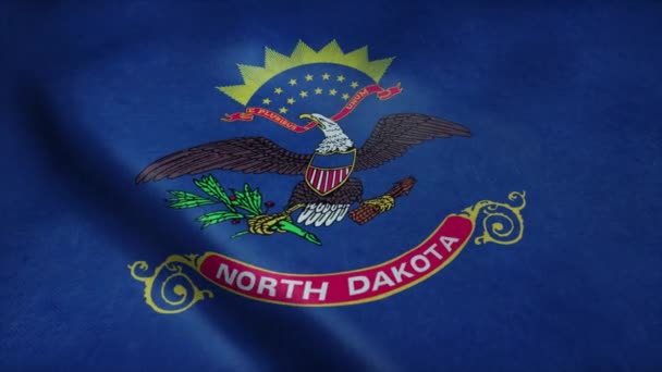 De vlag van North Dakota wappert in de wind. Naadloze lus met zeer gedetailleerde stofstructuur — Stockvideo