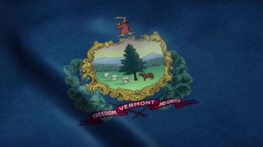 Vermont eyalet bayrağı rüzgarda sallanıyor. Son derece detaylı kumaş dokusuna sahip kusursuz döngü.
