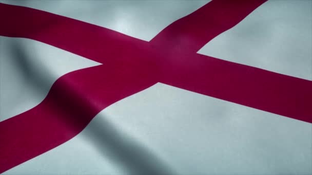 Alabamas flagga viftar i vinden. Sömlös ögla med mycket detaljerad textur — Stockvideo