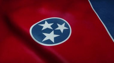 Tennessee eyalet bayrağı rüzgarda sallanıyor. Son derece detaylı kumaş dokusuna sahip kusursuz döngü.