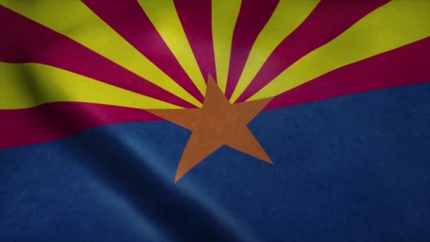 Drapeau de l'Arizona agitant le vent. Boucle sans couture avec texture de tissu très détaillée — Video