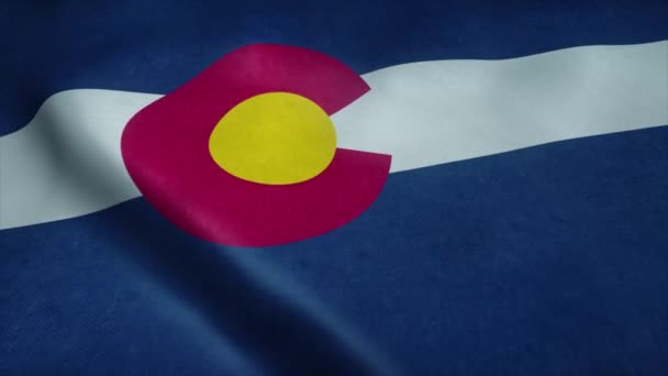 Drapeau de l'État du Colorado agitant le vent. Boucle sans couture avec texture de tissu très détaillée 