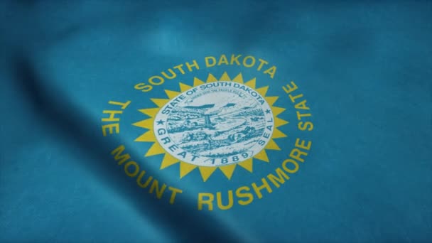 De vlag van South Dakota wappert in de wind. Naadloze lus met zeer gedetailleerde stofstructuur — Stockvideo