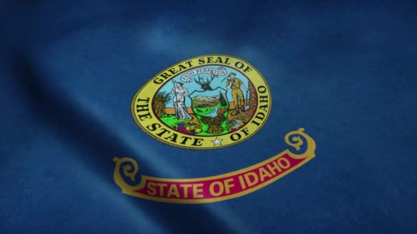 Флаг штата Айдахо размахивает ветром. Бесшовная петля с высокой детализацией текстуры ткани — стоковое видео