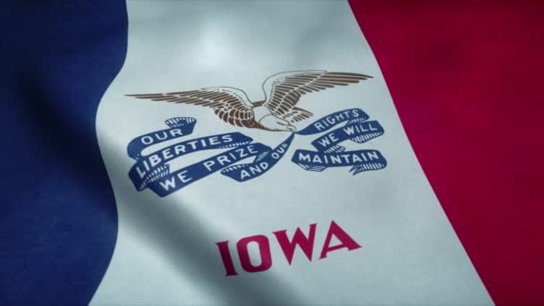 State flag of Iowa waving in the wind. Seamless loop with highly detailed fabric texture