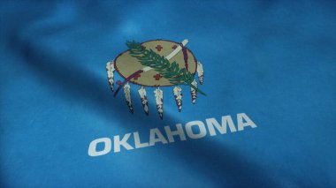 Oklahoma eyalet bayrağı rüzgarda sallanıyor. 3d oluşturma