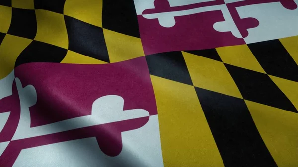 Drapeau de l'État du Maryland agitant le vent. Rendu 3d — Photo