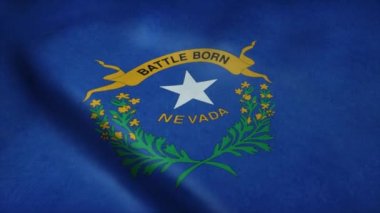 Nevada eyalet bayrağı rüzgarda sallanıyor. Son derece detaylı kumaş dokusuna sahip kusursuz döngü.