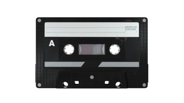 Audio Cassette Tape Spin on a White Background. Alpha channel included — Stock Video