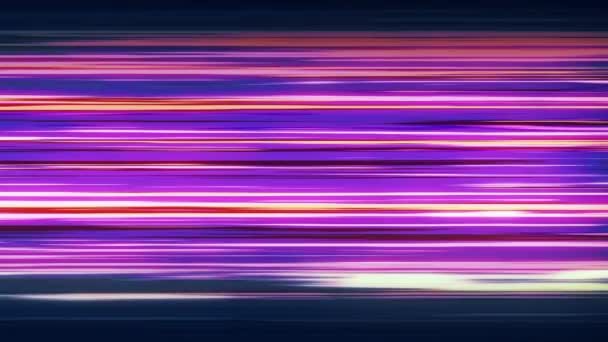 Horisontella anime hastighetslinjer. Snabb hastighet neon glödande blinkande linjer ränder, 4K — Stockvideo