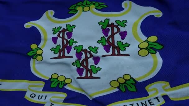 Drapeau du Connecticut agitant dans le vent contre de beaux nuages profonds ciel — Video