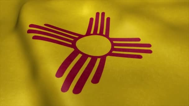 Flagga New Mexico video vinkar i vinden. Realistisk amerikansk flagga bakgrund — Stockvideo