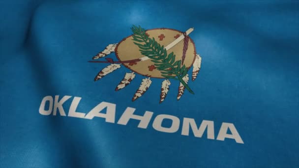 Vlag van Oklahoma video zwaaiend in de wind. Realistische Amerikaanse vlag achtergrond — Stockvideo