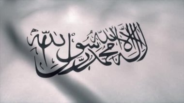 Taliban bayrağı rüzgarda dalgalanıyor. Gerçekçi bayrak arkaplanı