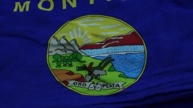Montana bayrağı rüzgarda dalgalanıyor güzel bulutlara karşı