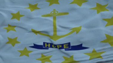 Rhode Island bayrağı rüzgarda sallanıyor güzel bulutlara karşı