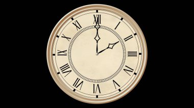 Siyah arka planda klasik Viktorya saati. 3d oluşturma