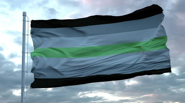 Agender Orgoglio Bandiera città sventola nel vento contro profonde belle nuvole cielo. rendering 3d — Foto Stock