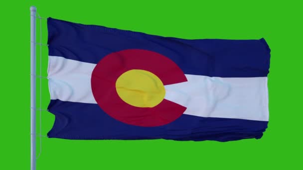 Drapeau de l'État du Colorado agitant le vent sur fond d'écran vert — Video