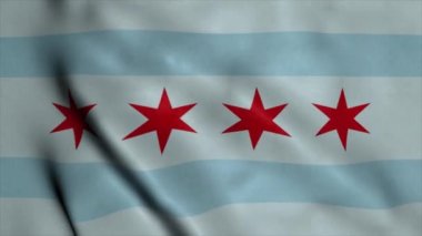 Chicago şehir bayrağı, Amerika Birleşik Devletleri ya da Amerika Birleşik Devletleri, rüzgarda dalgalanan